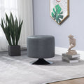 Homcom 360 Swivel Foot Stool Round Pu Ottoman With Thick Sponge Padding And Solid Steel Base, Grey Grey Steel