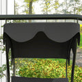 Outsunny 2 Seater Swing Canopy Replacement With Tubular Framework, Outdoor Swing Sunshade Top Cover Canopy Only , Black Black Polyester