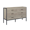 Wood Dresser With 6 Drawers, Wooden Storage Closet For Bedroom, Solid Clothes Cabinet With Sturdy Steel Frame, 48.58