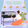 Pawhut Two Story Small Animal Cage Removable From Stand, Guinea Pig Cage, Hedgehog Cage, Chinchilla Cage, Ferret, With Shelf & Wheels, Pet Habitat, 39