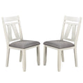 Set Of 2 Dining Chairs With Upholstered Seat, Grey And White Solid Grey,White Dining Room Rectangular Dining Chairs Set Of 2 Fabric,Mdf