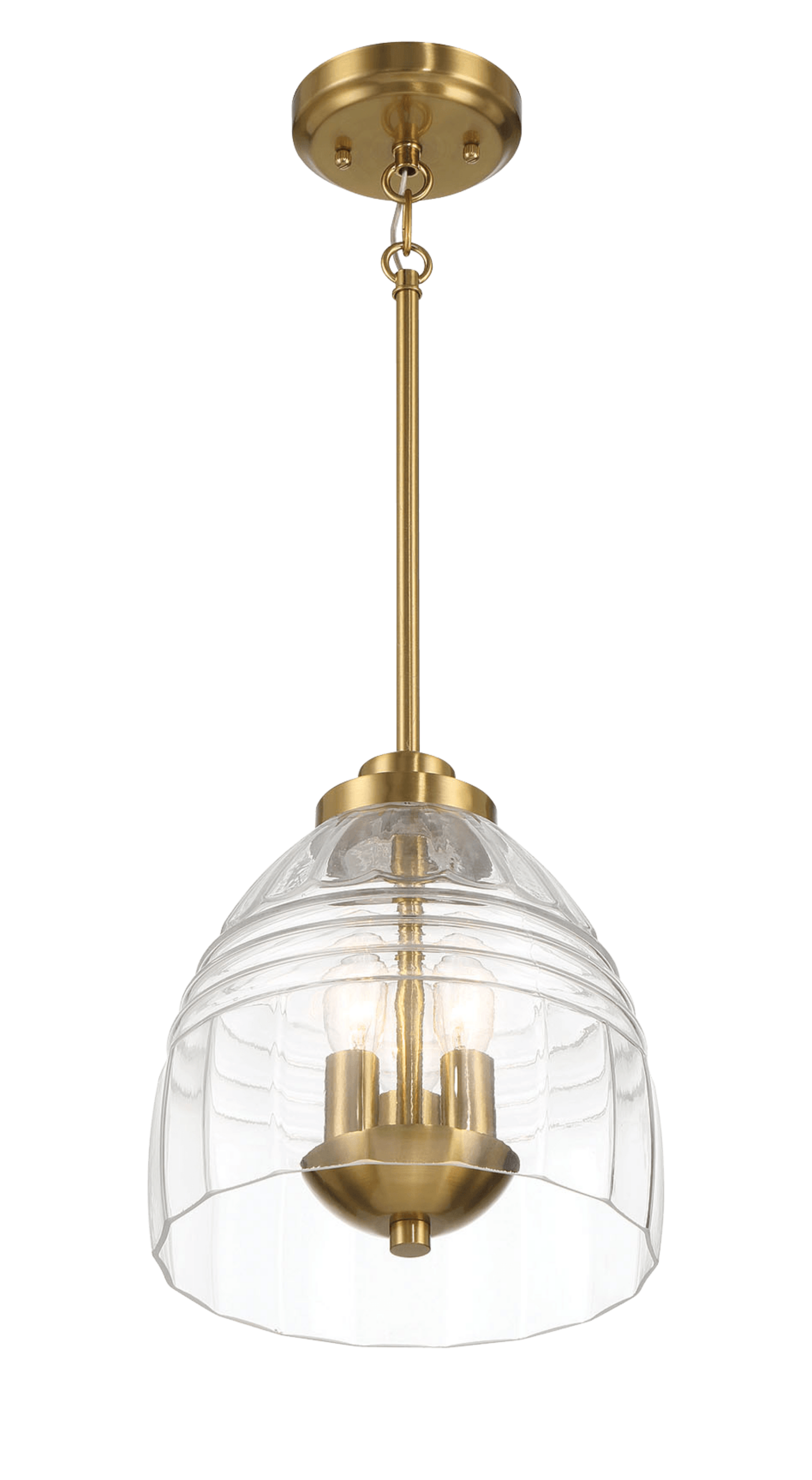 Ember Three Candle Lights Chain Pendant With Clear Glass Satin Brass Clear,Gold Ceiling Lights Brass,Glass,Metal