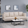 Mirod Comfy 3 Seat Sofa With Tufted Back And Arm, Modern For Living Room Beige Fabric 3 Seat