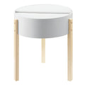 White And Natural End Table With Hidden Storage White Natural Primary Living Space Mid Century Modern Pine Round Wood