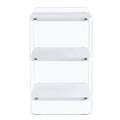 Three Levels Of Bedside Tables. The Board Surface Is Mdf, With White Stickers, And Both Sides Are Transparent Tempered Glass. The Design Is Simple And Generous, With Storage Function. White Mdf Glass