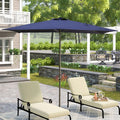 7.5Ft * 7.5Ft Patio Umbrella With Crank And Push Button Tilt, Outdoor Table Market Umbrella With Aluminum Pole Navy Navy Polyester