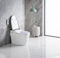 Elongated Smart Toilet With Elongated Heated Bidet Seat, Intelligent Toilet With Bidet Built In, Feet Sensor,Auto Open Close Seat, Off Seating Auto Flush, Night Light, Warm Water & Dryer,White White Bathroom Luxury Porcelain