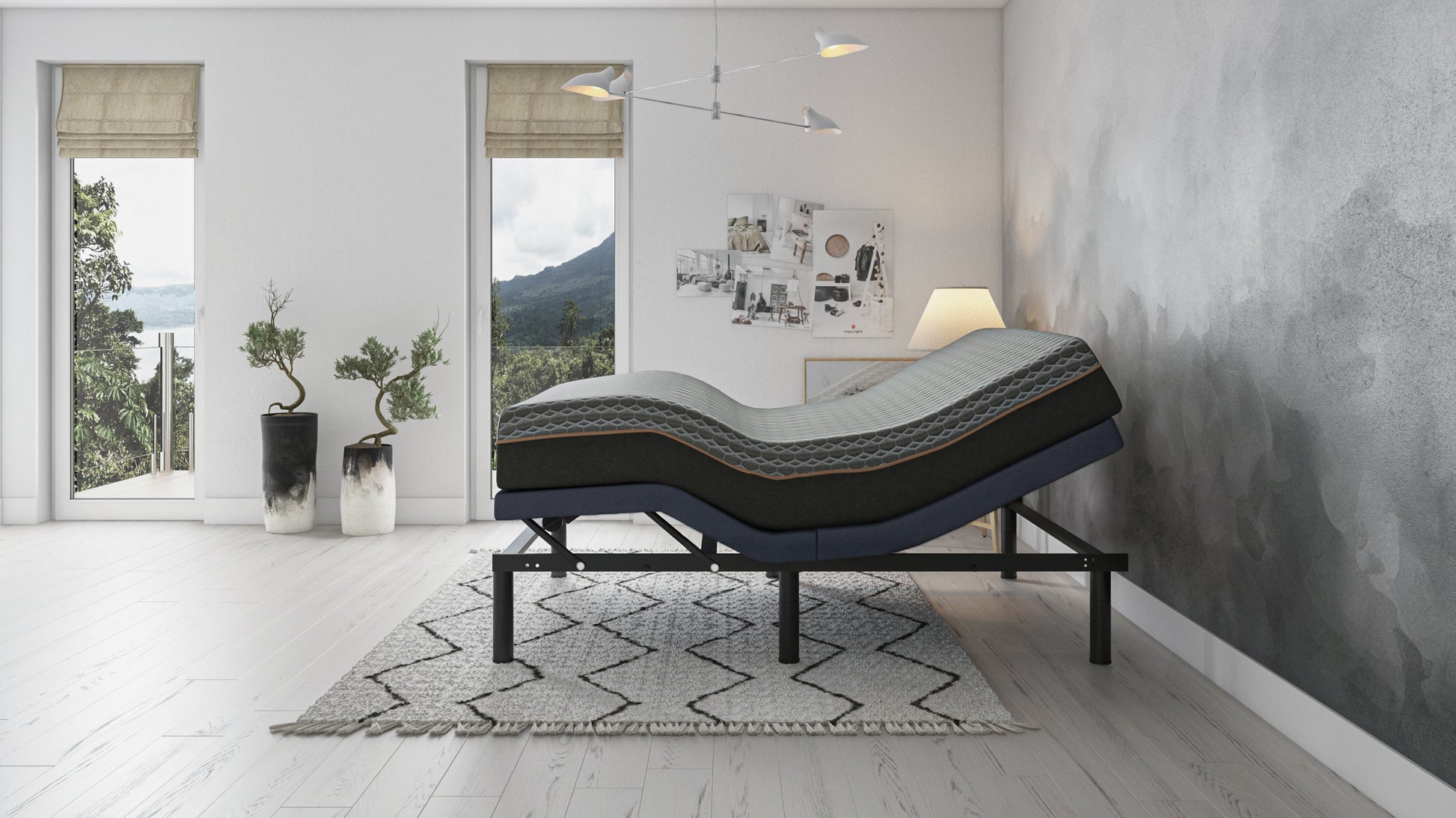 Bt2000 Twin Adjustable Bed Base With Full Range Positions Adjustment Box Spring Not Required Twin Blue Grey Steel