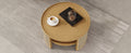 2 Tiered Round Natural Wood Coffee Table With Storage Rattan Base In 31.3'' Natural Rubber Wood