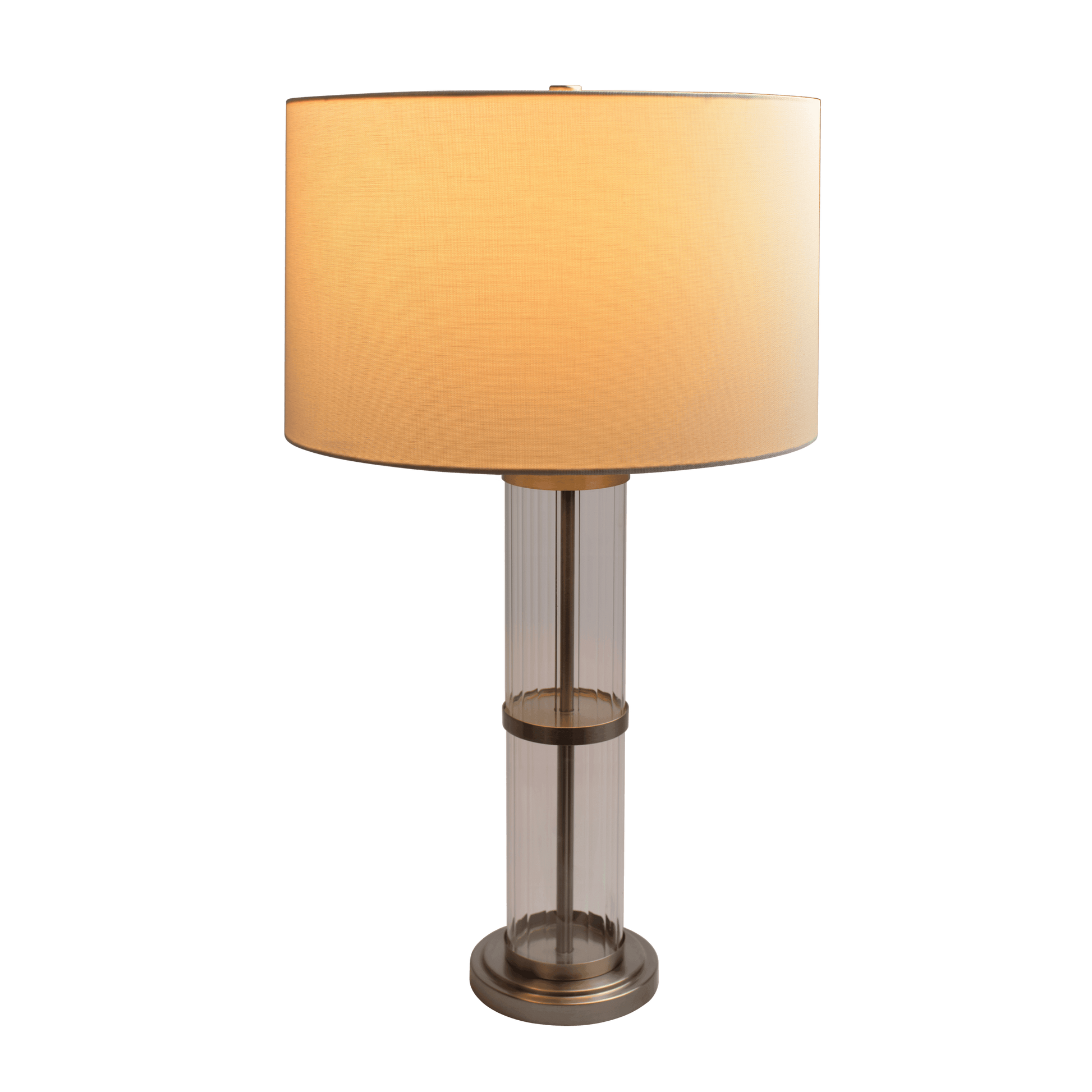 Echo Brushed Nickel Table Lamp With On Off Switch Clear Glass Body Metal Base Brushed Nickel,Clear,White Table&Floor Lamps Glass,Metal