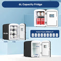 9 Cans Compact Mini Fridge, Warmer And Cooler Portable Refrigerator With Observation, Freon Free & Eco Friendly, 6L With Window, Black Black Polypropylene