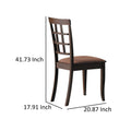 Wood & Fabric Side Chairs With Open Grid Pattern Back, Espresso Brown, Set Of 2 Brown Wood Fabric