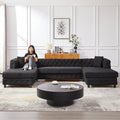 126 Inch Modern Style Chenille Three Piece Sofa, Pull Point Design U Shaped Sofa Two Chaise Longue Seats, Two Pillows And Plastic Feet, Suitable For Living Room, Bedroom, Lounge And Projection Room