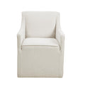 Skirted Dining Arm Chair With Casters Cream Wood