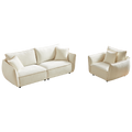 3 Seater 1 Seater Combo Sofa Modern Living Room Sofa, Linen Fabric Sofa, Wooden Frame With 3 Pillows, Apartment Sofa Furniture Beige Chenille Wood Primary Living Space Pine Foam Fabric 4 Seat