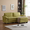 Modular Sectional Sofa With Movable Ottoman,L Shaped Corduroy Fabric Couch With High Supportive & Soft Sponges And Removable Ottoman, Sleeper Comfy Upholstered Furniture For Living Room,Green Green