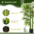 Homcom 4.5Ft Artificial Bamboo Tree, Faux Decorative Plant In Nursery Pot For Indoor Or Outdoor D Cor Green Plastic