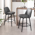 Counter Height Swivel Bar Stools Set Of 2, 360 Swivel Upholstered Barstools With Back And Metal Legs, 25.6