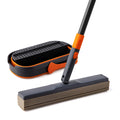 Sponge Mop Kit And Collapsible Bucket, Mop And Bucket For Floor Cleaning, Hands Free Home Floor Cleaning, Floor Cleaning System Black Orange Plastic