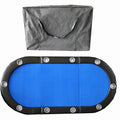 Folding Poker Table Top For 10 Players Tri Fold Texas Holdem Blackjack Casino Game Tabletop Blue Blue Primary Living Space Modern Mdf