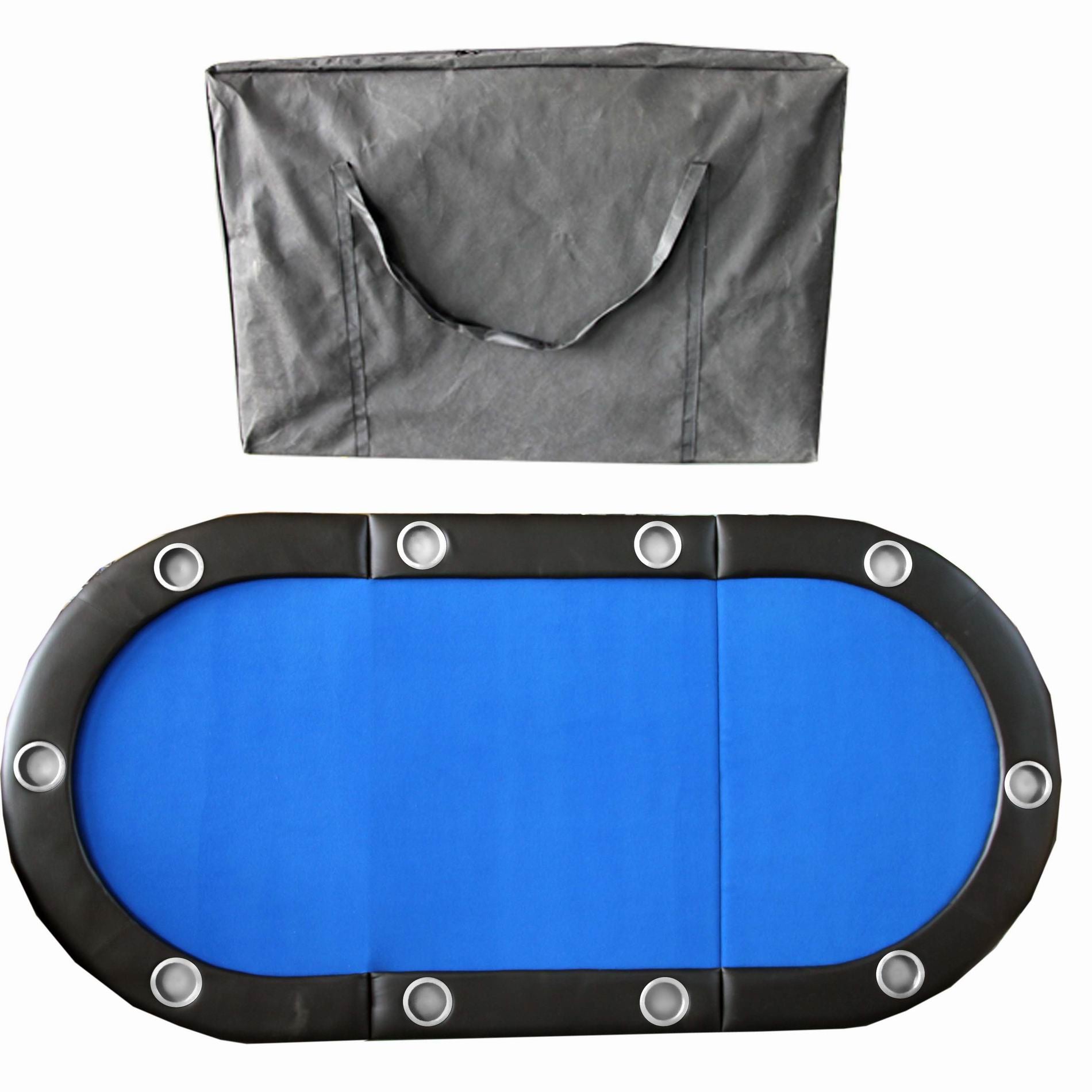 Folding Poker Table Top For 10 Players Tri Fold Texas Holdem Blackjack Casino Game Tabletop Blue Blue Primary Living Space Modern Mdf