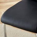 Table And Chair Set. A Rectangular Glass Dining Table With A 0.4 Inch Tempered Glass Tabletop And Mdf Board V Shaped Bracket, Paired With Chairs Consisting Of Pu Seat Cushions And Silver Metal Legs. Black Seats 4 Tempered Glass