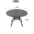 47.24 Inch Cast Aluminum Patio Dining Table With Black Frame And Umbrella Hole Dining Set Black Rust Resistant Frame Garden & Outdoor Complete Patio Sets Aluminium