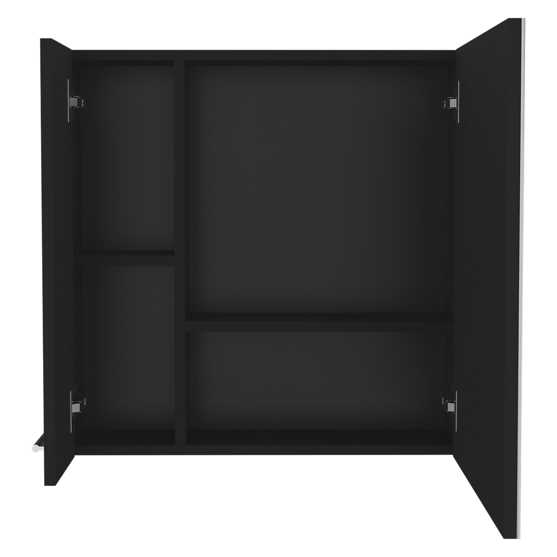 Medicine Double Door Cabinet 23" H,Four Interior Shelves, Black Black Particle Board Particle Board