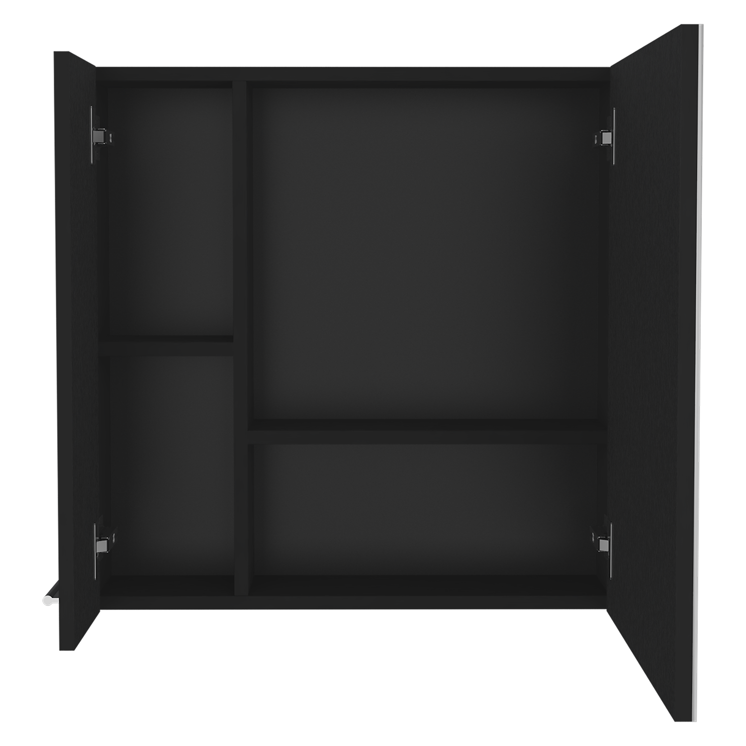 Medicine 23H" Double Door Cabinet,Four Interior Shelves, Black Black Particle Board Particle Board