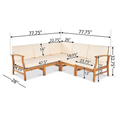 Perla 5 Pcs Sofa Set, Cream Cream Acacia Wood