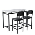 Kitchen Table Set, Dining Table And Chairs For 2, 3 Piece Dining Room Table Set With 2 Upholstered Chairs, Bar Dining Table Set For Small Spaces, Apartment, Breakfast, Pub, Rustic Black Black Seats 2 Mdf