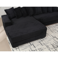 Arrived Oversized Two Piece Couches, L Shaped Sofa, Corduroy, Left Chaise Daybed,With Armrests,Eight Throw Pillows,Corner Sofa,Easy To Assemble, Black Black Polyester Wood Primary Living Space