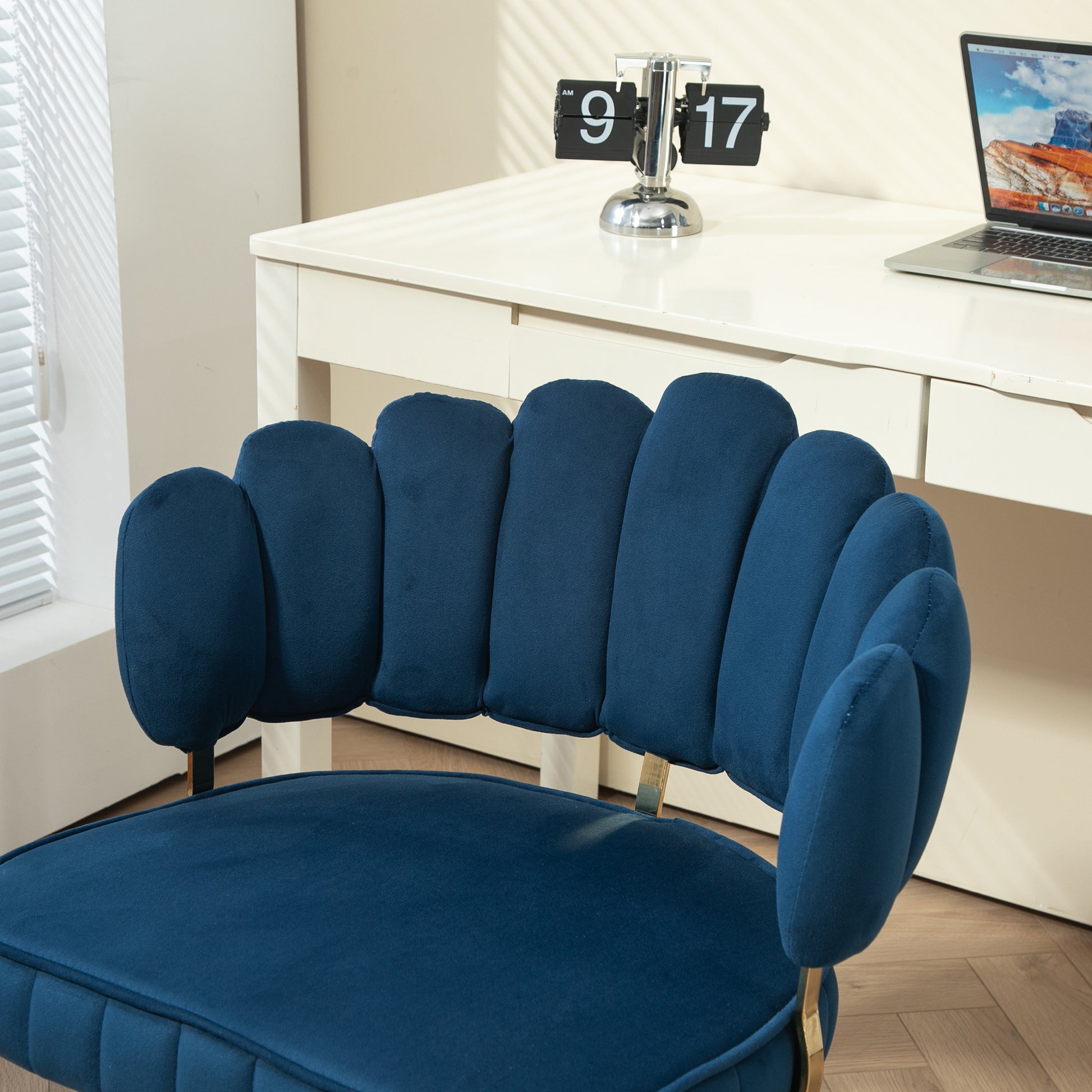 Coolmore Velvet Home Office Desk Chair, Modern Cute Computer Chair, Wheels Swivel Height Adjustable Swivel Task Chair For Home Office Navy Velvet Navy Primary Living Space Foam Velvet