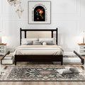 Queen Size Wooden Rattan Platform Bed, With 2 Big Drawers, T Size Trundle, Espresso Queen Espresso Plywood