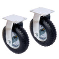 4Pcs 8In Caster Pneumatic Tire 2Pcs Swivel 2Pcs Rigid , Caster Wheel, Swivel Plate, Steel Hub With Ball Bearings, 5 8 Inch Bore Centered Axle Black Black Rubber