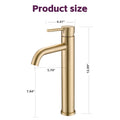 Bathroom Modern Tall Faucets Single Handle One Hole Lavatory Bathroom Sink Faucet Brushed Gold Cartridge Valve Bathroom 1 Hole Faucets Stainless Steel