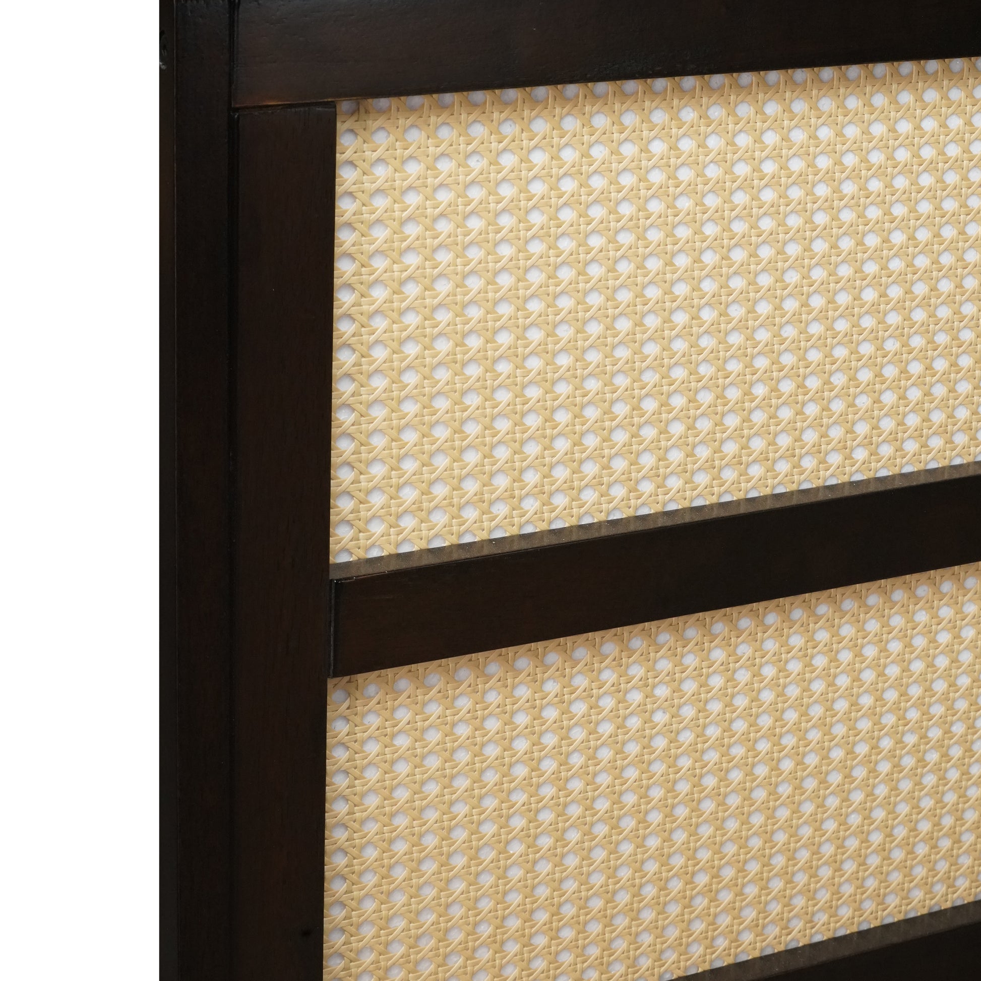 King Size Bed With Rattan Headboard, Two Storage Drawers, Rubber Wood Bed With Enhanced Support Salts And Feet,Espresso King Espresso Rubber Wood