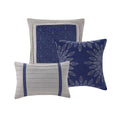 7 Pc Pieced Faux Suede Comforter Set Blue Cal King California King Blue Polyester