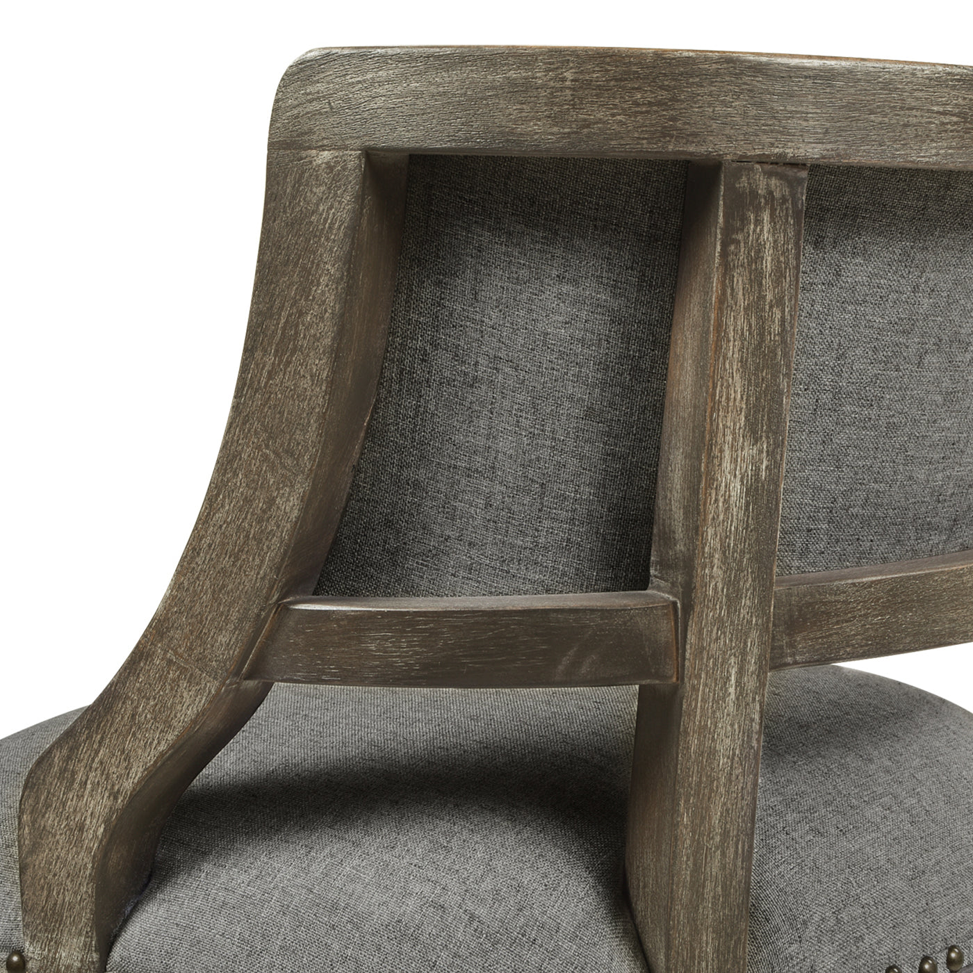 Paris 26.5 Farmhouse Counter Height Bar Stool With Backrest, Heathered Grey Linen Gray Foam Linen