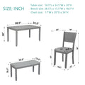6 Piece Kitchen Dining Set, Rectangular Wooden Dining Table With 4 Upholstered Chairs And A Bench, Dining Table Set For 6 People, Living Room, Home Bar And Kitchen, Gray Wood Gray Seats 6 Wood Dining Room Acacia 4 Leg Rectangular Dining Table With Chair