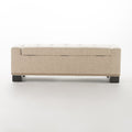 Chelsea Storage Ottoman W Studs Wheat Fabric