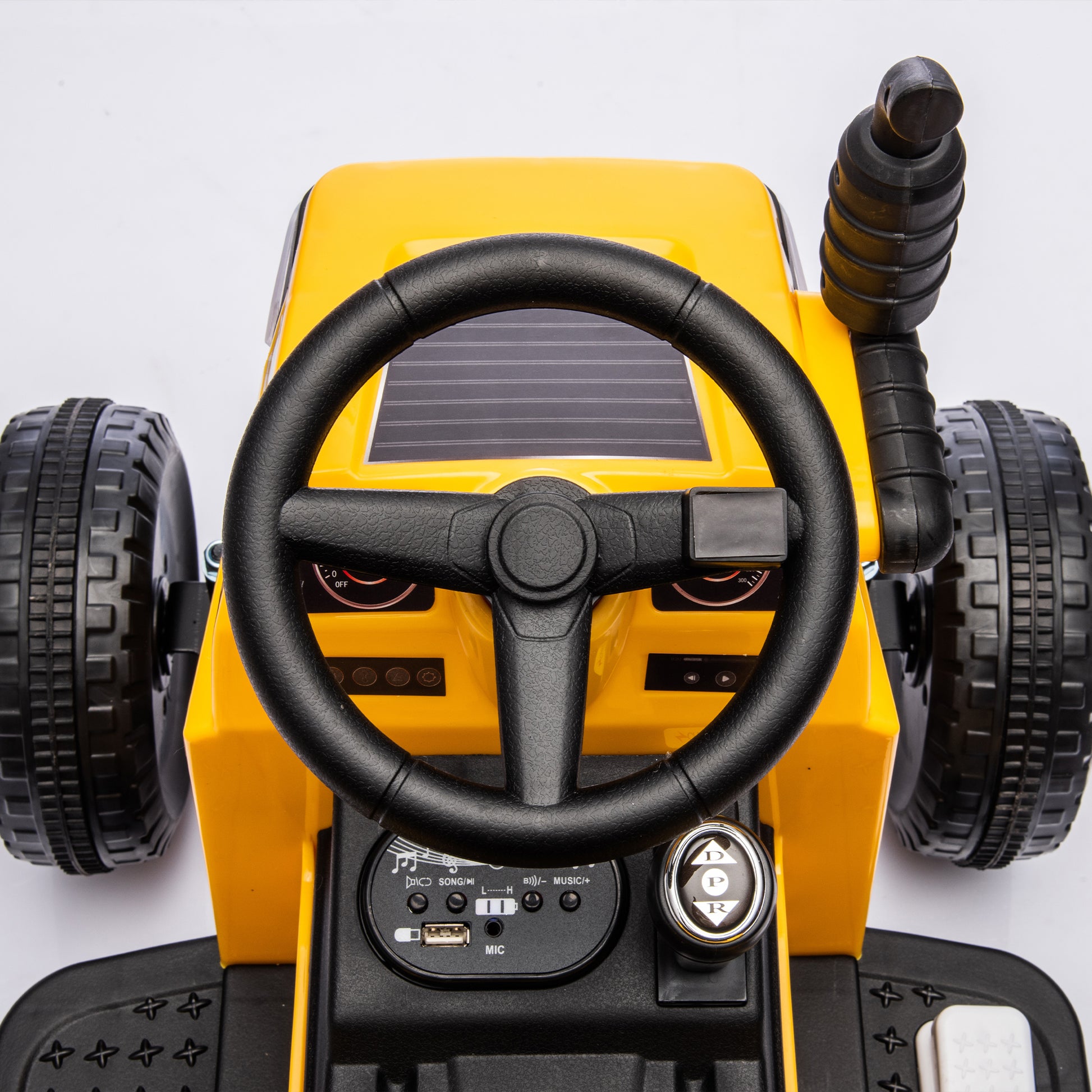 12V Kids Ride On Electric Tractor Black Knight,Kids Ride On Toy.2Wd,Non Skid Tires, Steering Wheel, Foot Pedal,With Removable Storage Tug,Light,Bluetooth,Music,Mp3,Usb,Power Display For Kids Aged 3 . Yellow 50 99 Lbs Polypropylene