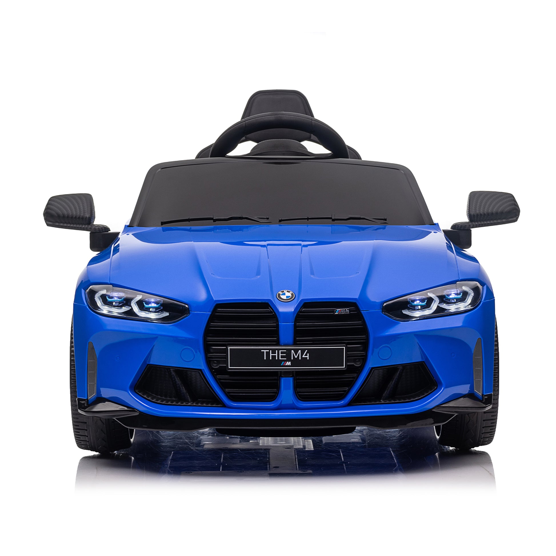 Bmw M4 12V Kids Ride On Toy Car 2.4G W Parents Remote Control,Three Speed Adjustable,Power Display, Usb,Mp3 ,Bluetooth,Led Light,Story,A Handle With Wheels And A Pull, Easy To Carry Blue