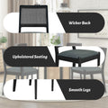 5 Piece Rattan Round Dining Table Set, Wood Table With Hexagonal Base And Upholstered Chairs For Dining Room, Kitchen,Indoor Use, Black Gray Wood Dining Room Solid Wood Rubberwood Round Dining Table With Chair Wood Wood Black Seats 4 Traditional Round