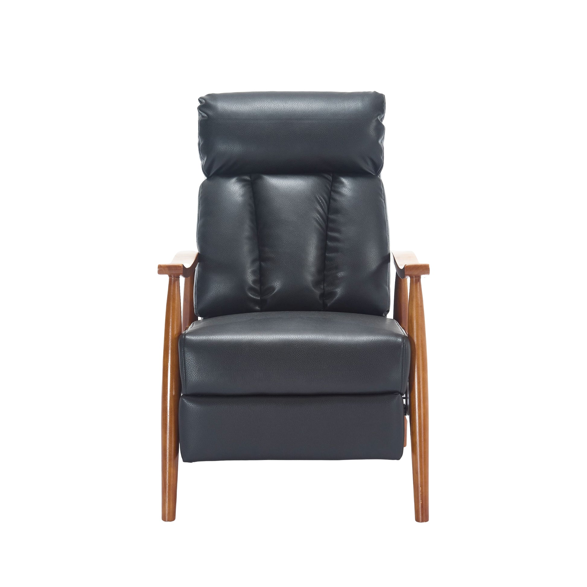 Coolmore Wood Frame Armchair, Modern Accent Chair Lounge Chair For Living Room Black Pu Pu Leather