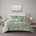 4 Pcs Velvet Comforter Set With Throw Pillow King Cal King King Green Polyester