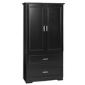 Tall Bathroom Storage Cabinet, Cabinet With Two Doors And Drawers, Adjustable Shelf, Mdf Board, Black Black Mdf