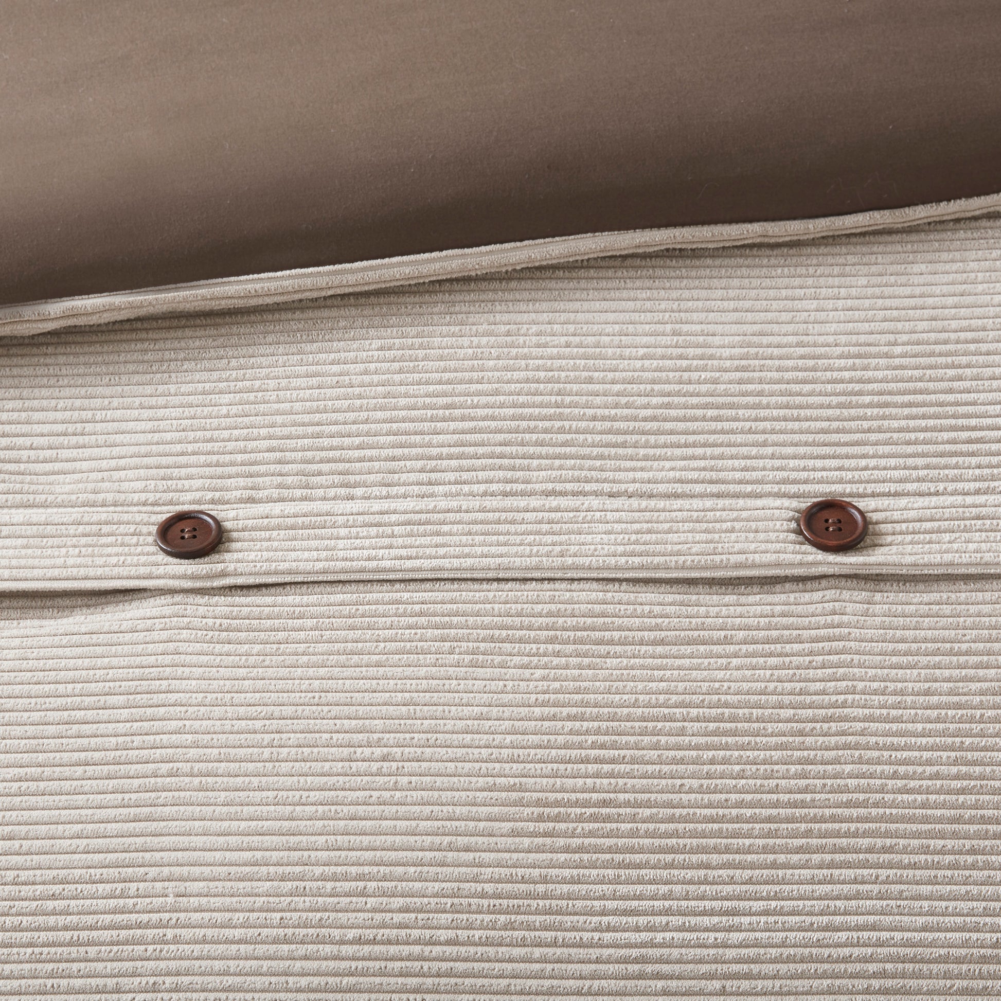 3 Piece Corduroy Duvet Cover Set Queen Tan Polyester