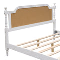 Traditional Style Rattan Queen Size Bed Frame,No Box Spring Needed,Antique White Box Spring Not Required Queen Antique White Wood Bedroom Traditional,Vintage Bed Frame Wood