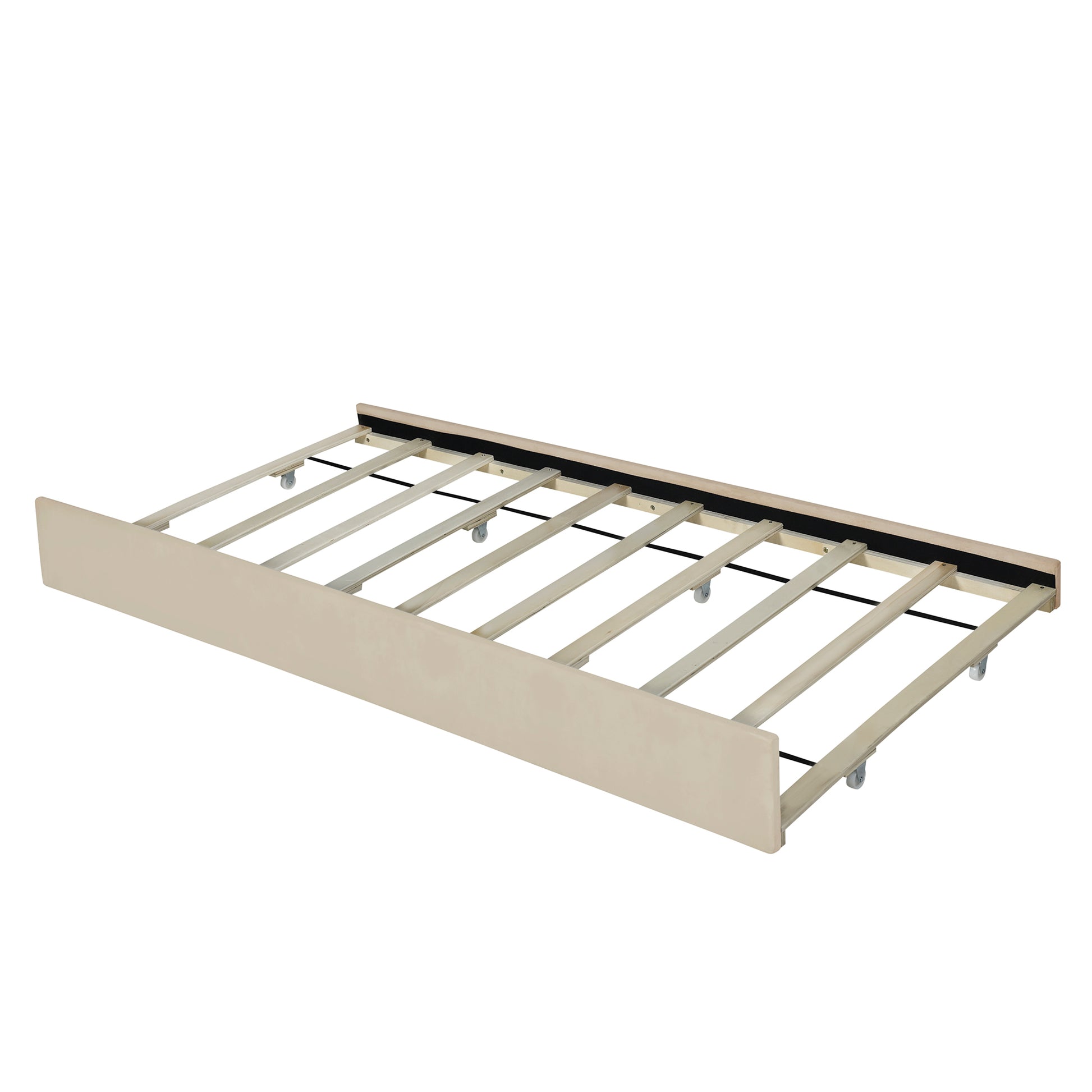 Queen Size Velvet Upholstered Platform Bed With 2 Drawers And 1 Twin Xl Trundle Beige Queen Beige Upholstered